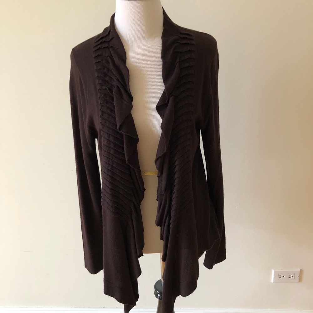 Vertigo Brown Ruffled Cardigan
